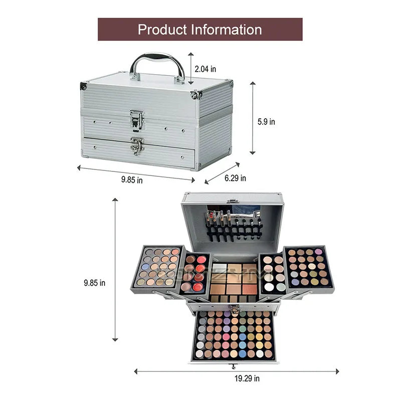 Ultimate All-in-One Professional Makeup Vanity Train Case - Full Cosmetic Gift Set