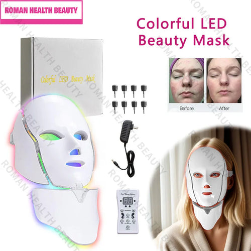 7-Color LED Face & Neck Beauty Mask – Professional At-Home Photon Therapy & Microcurrent Device