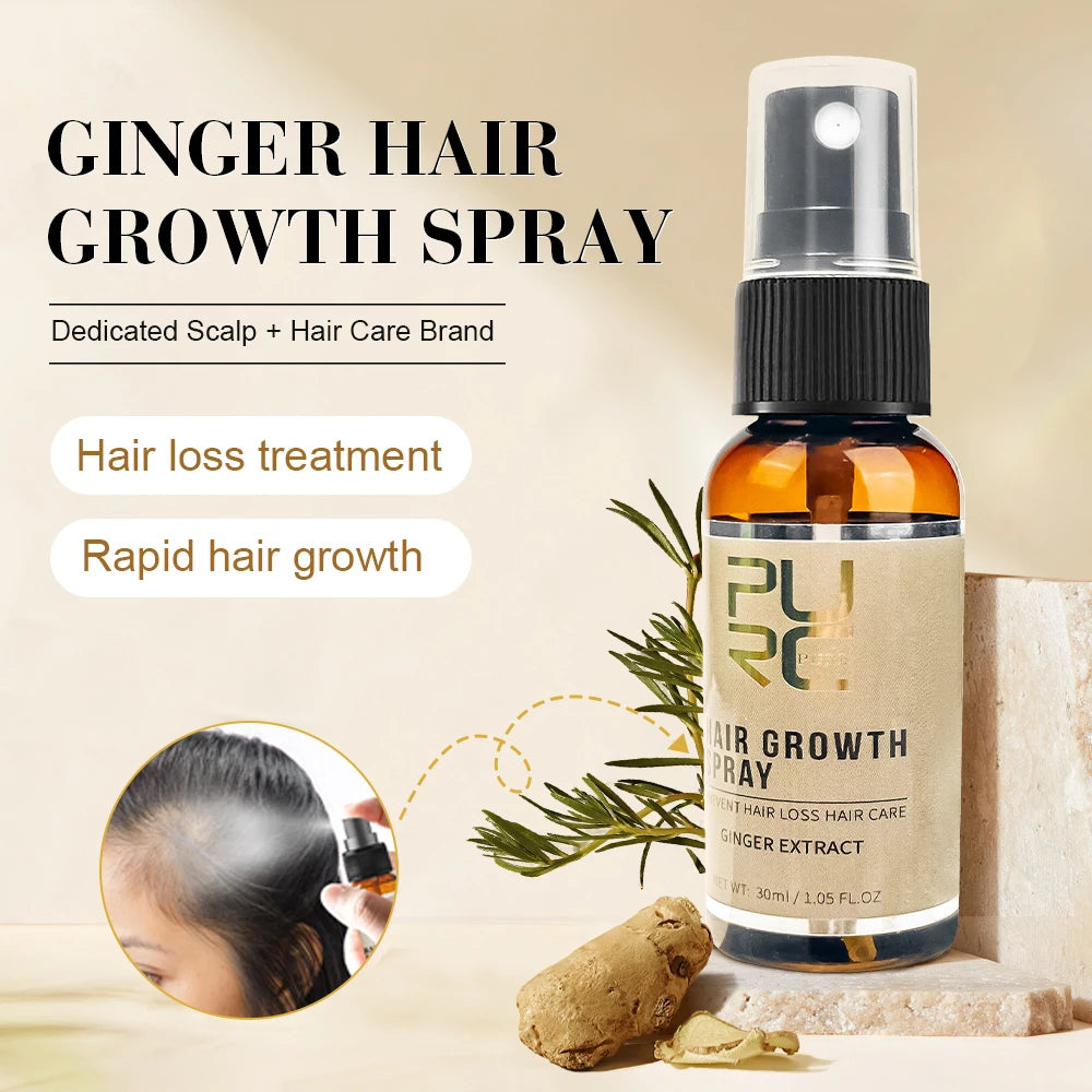 PURC 3-Piece Hair Growth & Anti-Hair Loss Kit | Moroccan Argan Oil Shampoo, Conditioner & Ginger Spray Set