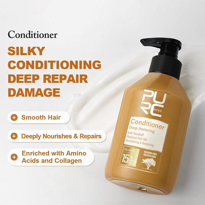 PURC 15% Morocco Argan Oil Shampoo & Conditioner Set – Deep Repair & Oil Control Duo (Sulfate-Free)
