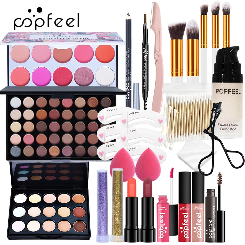 Popfeel Professional All-In-One Makeup Master Collection - Everything You Need In One Luxe Bag