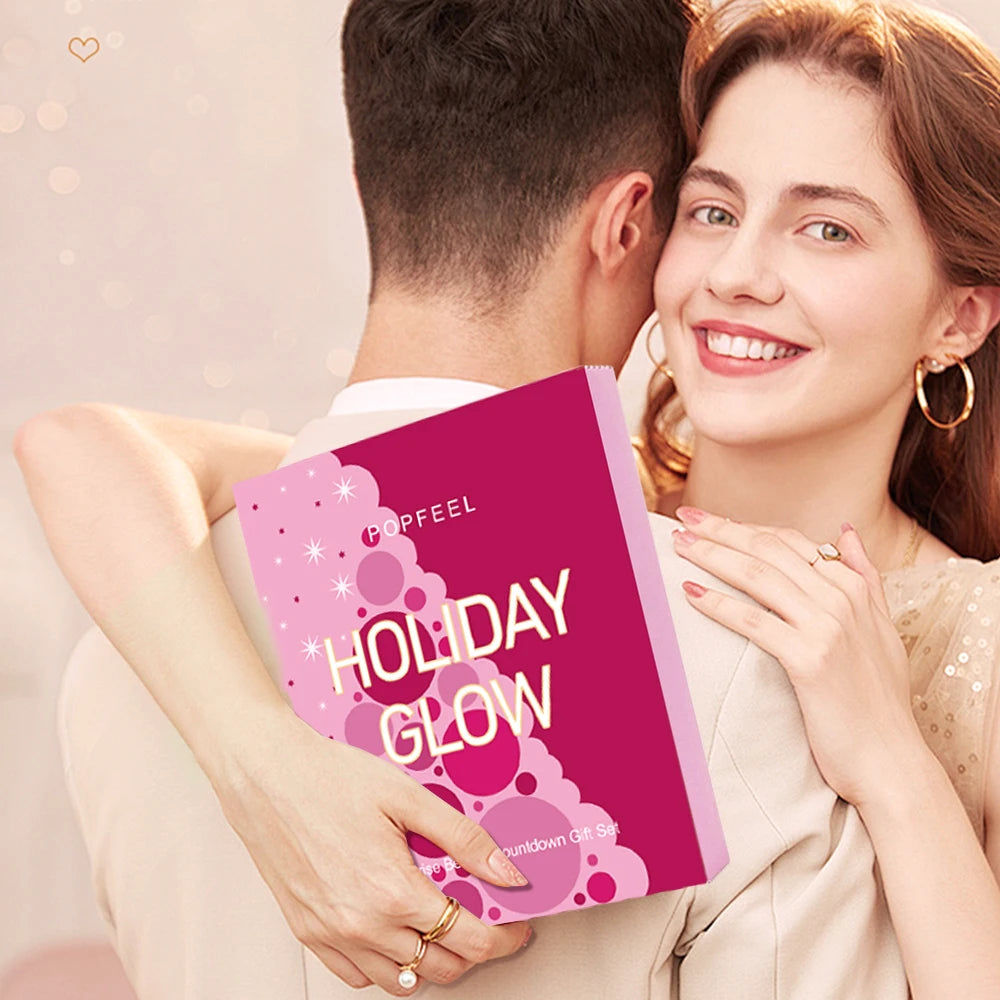 POPFEEL Holiday Glow Advent Calendar – 24-Day Surprise Beauty & Makeup Gift Set