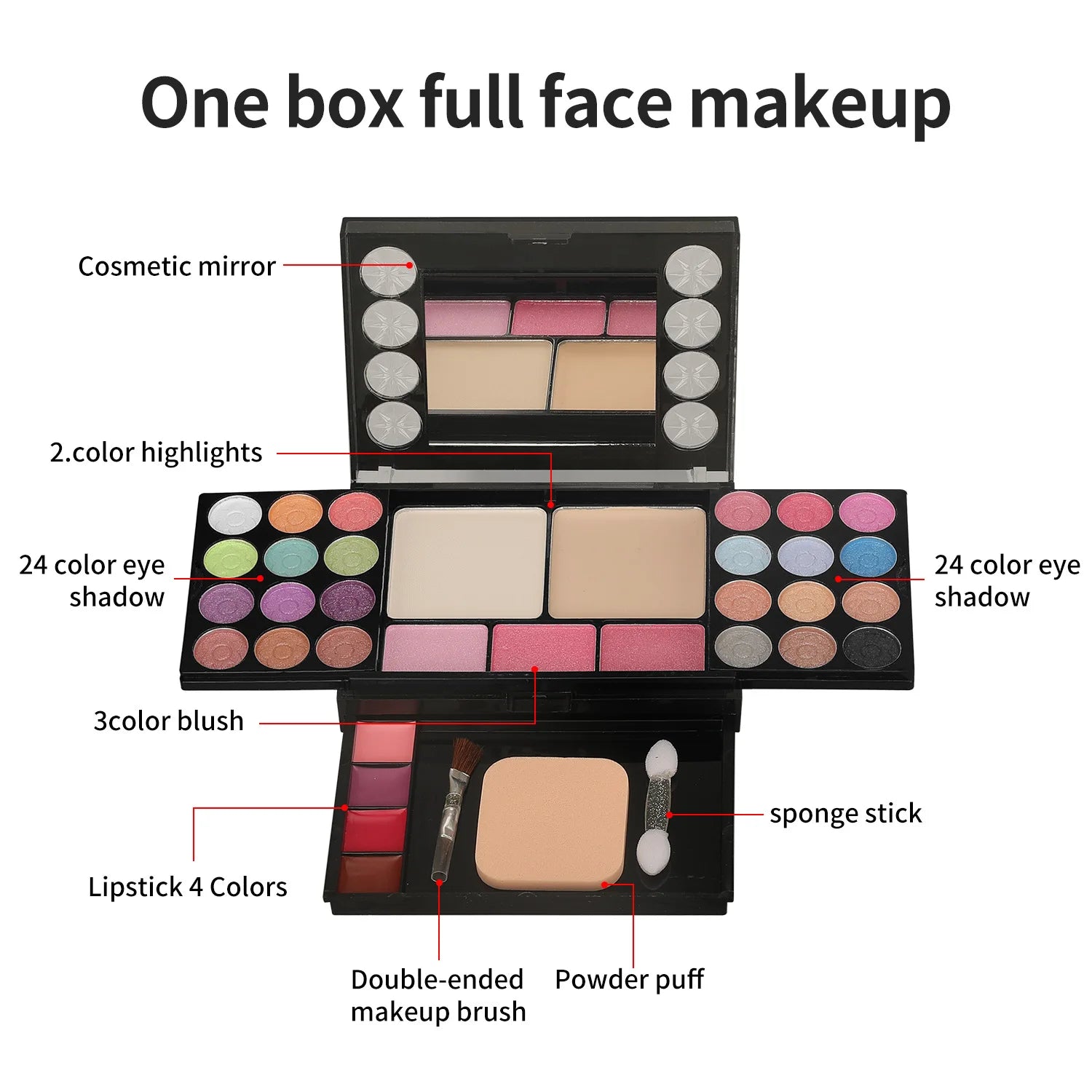 T.Y.A All-in-One Multi-Functional Makeup Kit – 36pc Full Face Cosmetic Palette with Mirror & Applicators