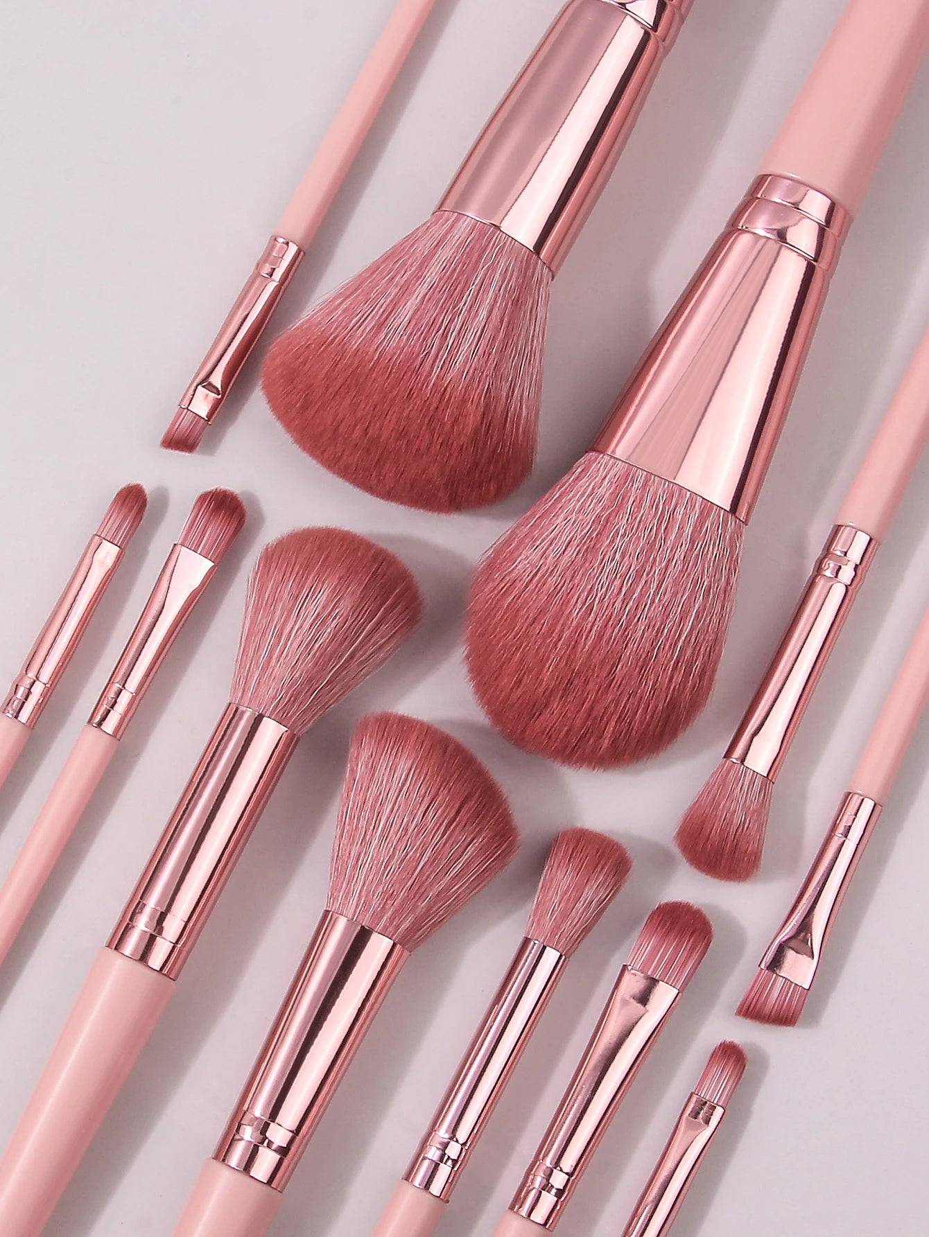 13-Piece Premium Makeup Brush Set with Luxury Travel Pouch – Rose Pink