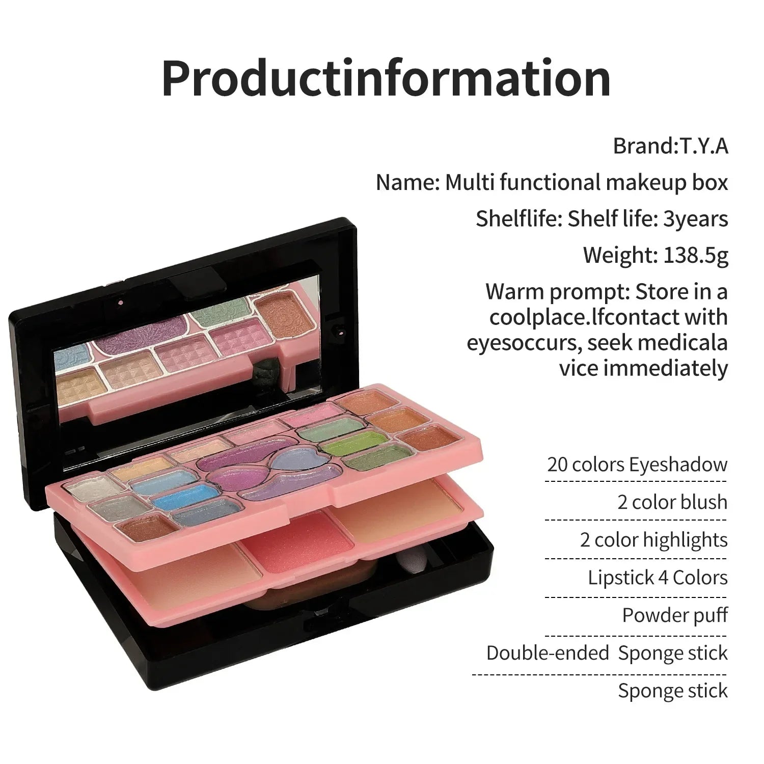 T.Y.A 31-Piece All-in-One Multi-Functional Makeup Kit | Compact Full Face Cosmetic Palette with Mirror