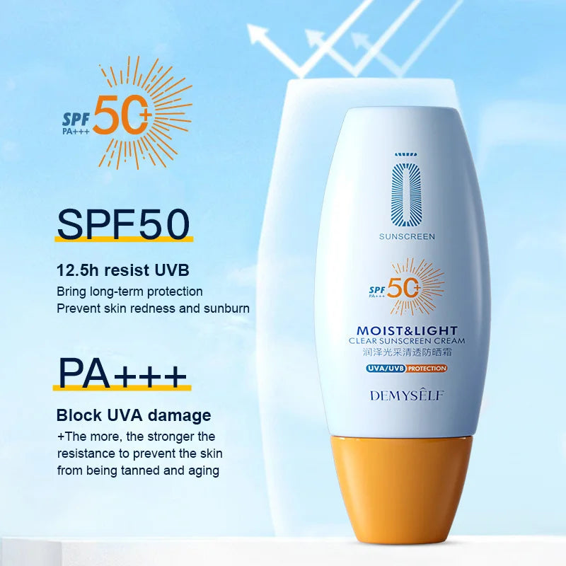 DEMYSELF Moist & Light Clear Sunscreen Cream SPF50+ PA+++ – Broad Spectrum Weightless Formula