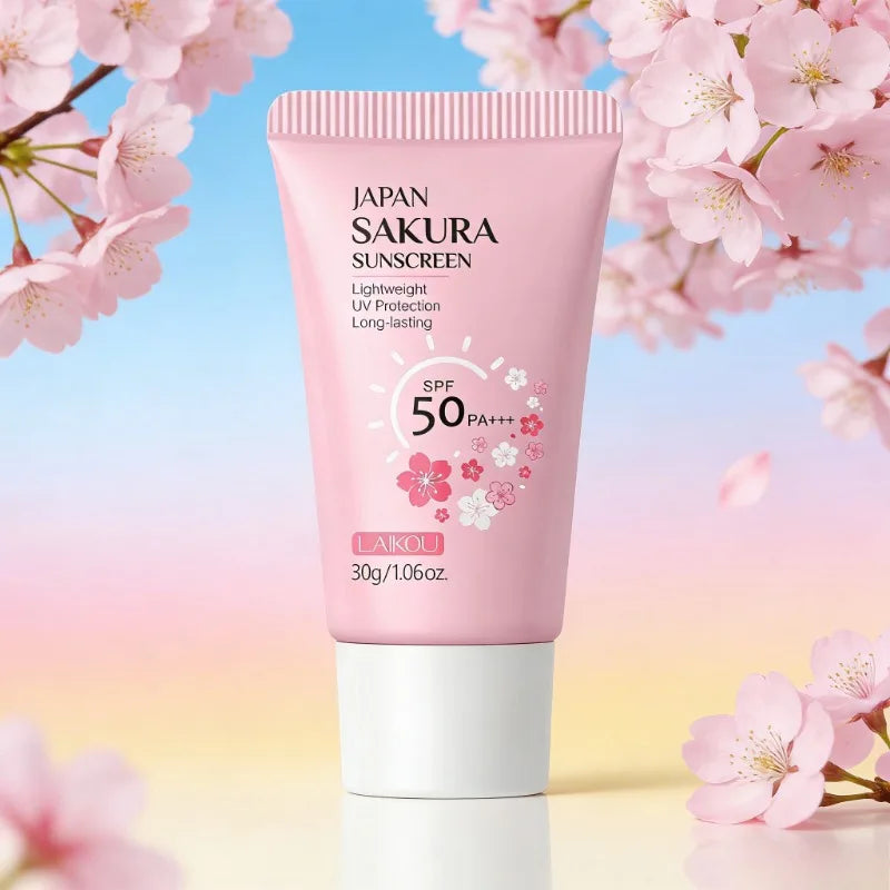 LAIKOU Japan Sakura Sunscreen SPF 50+ PA+++ – Lightweight & Brightening UV Protection (30g)