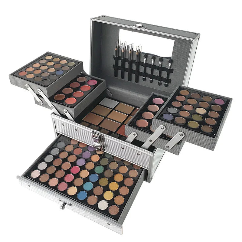 Ultimate All-in-One Professional Makeup Vanity Train Case - Full Cosmetic Gift Set