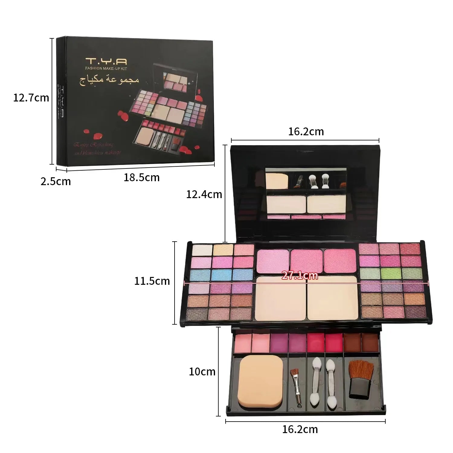 T.Y.A All-in-One Multi-Functional Makeup Kit – 59-Piece Complete Face Palette with Mirror & Applicators
