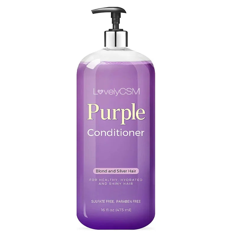 LovelyCSM Purple Shampoo and Conditioner Set (2 x 16 fl oz) – Brassiness Eliminator for Blonde, Silver, and Color-Treated Hair | Sulfate & Paraben Free