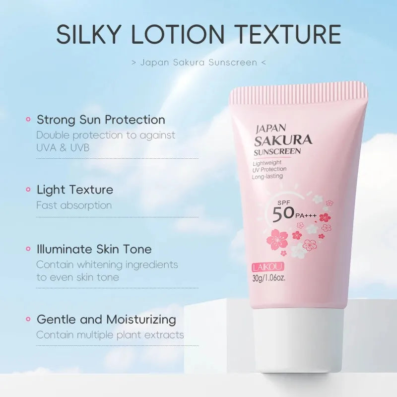 LAIKOU Japan Sakura Sunscreen SPF 50+ PA+++ – Lightweight & Brightening UV Protection (30g)