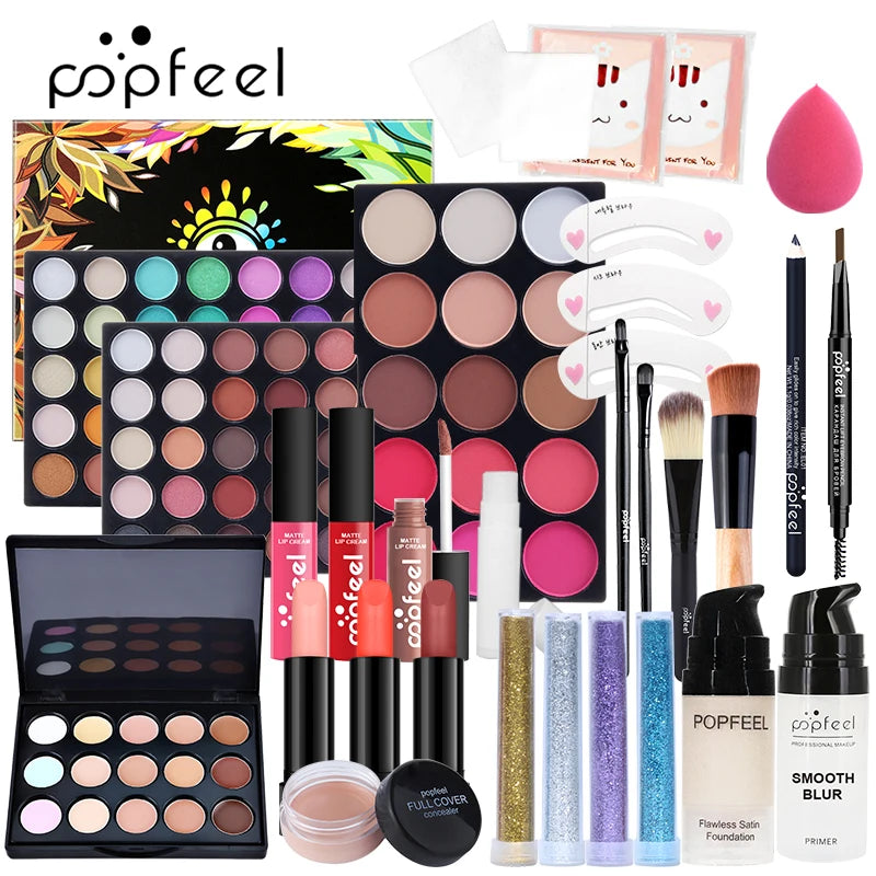 Popfeel Professional All-In-One Makeup Master Collection - Everything You Need In One Luxe Bag