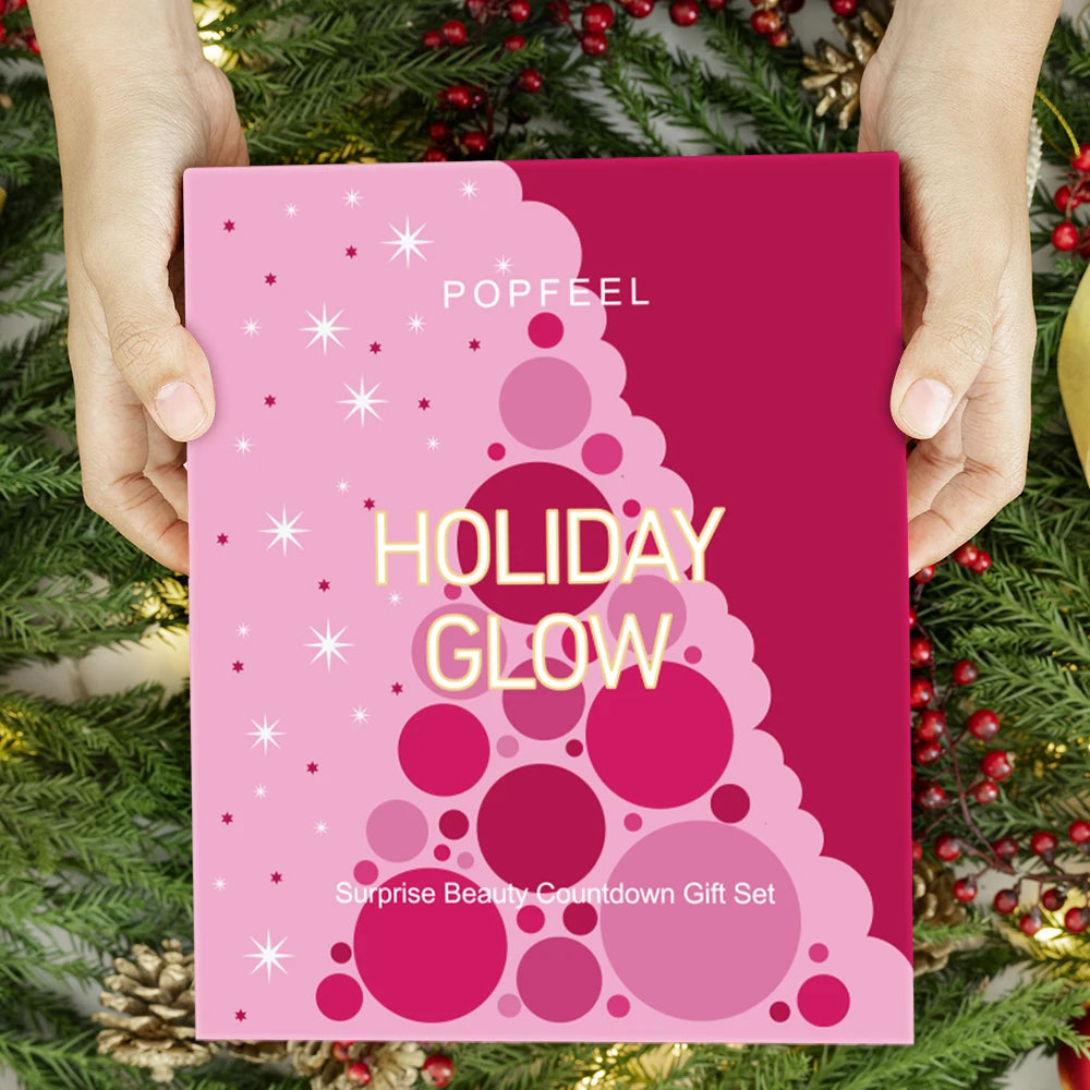 POPFEEL Holiday Glow Advent Calendar – 24-Day Surprise Beauty & Makeup Gift Set