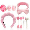 9-Piece Ultimate Skincare & Spa Set – Silicone Facial Cleansing Brushes, Spa Headbands & Wrist Washbands Kit