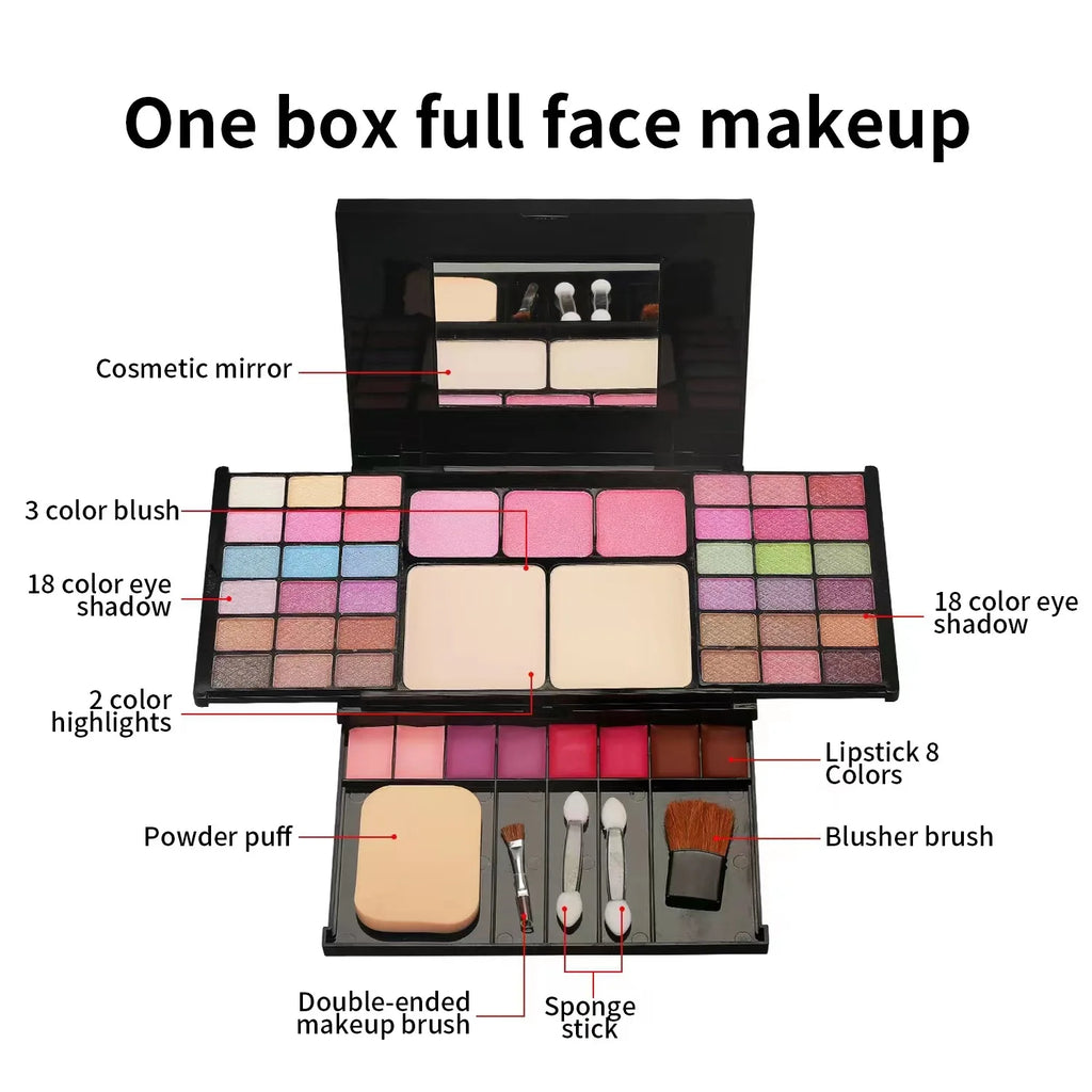 T.Y.A All-in-One Multi-Functional Makeup Kit – 59-Piece Complete Face Palette with Mirror & Applicators