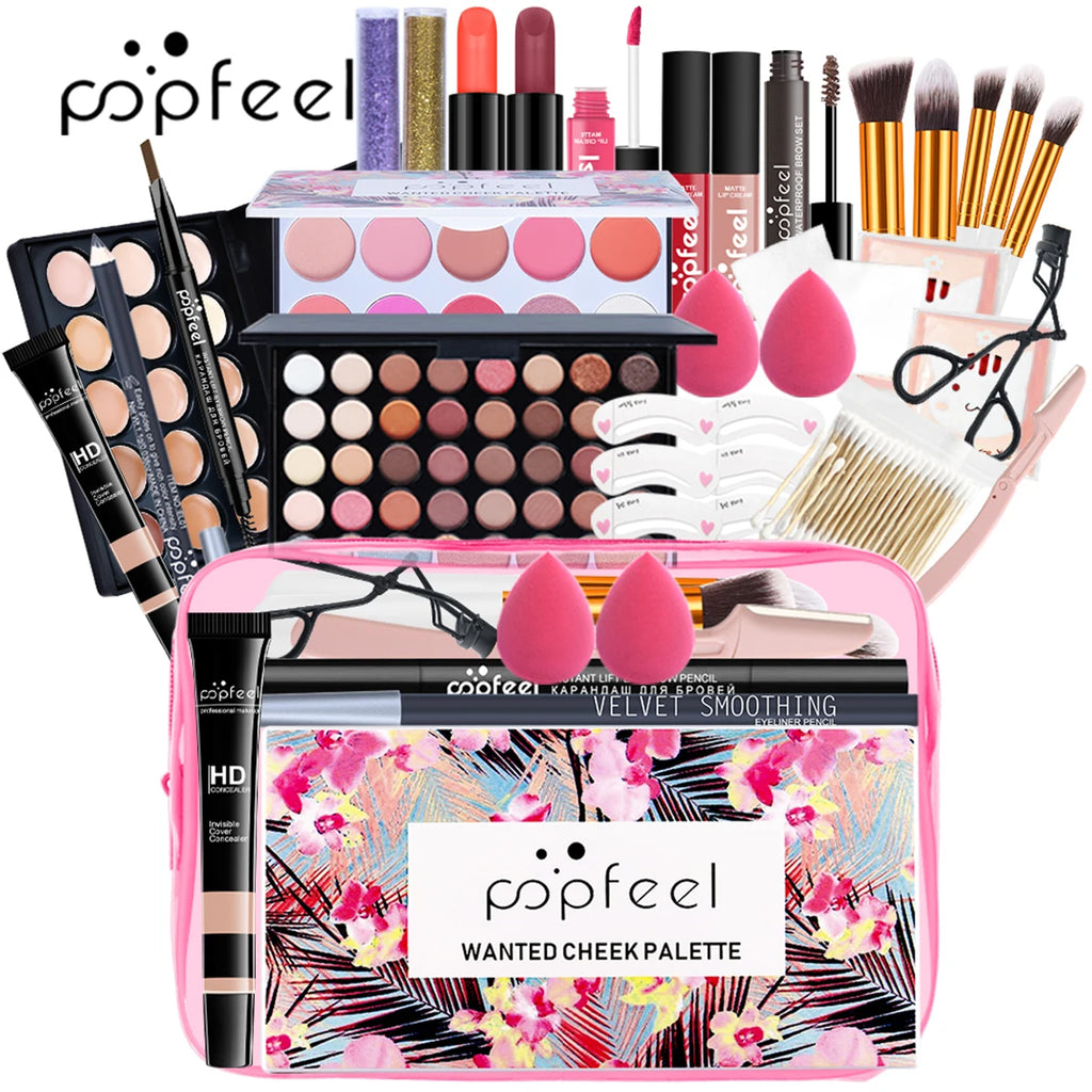 Popfeel Professional All-In-One Makeup Master Collection - Everything You Need In One Luxe Bag