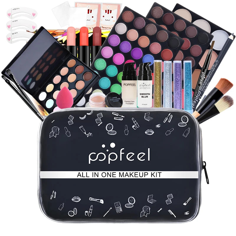 Popfeel Professional All-In-One Makeup Master Collection - Everything You Need In One Luxe Bag