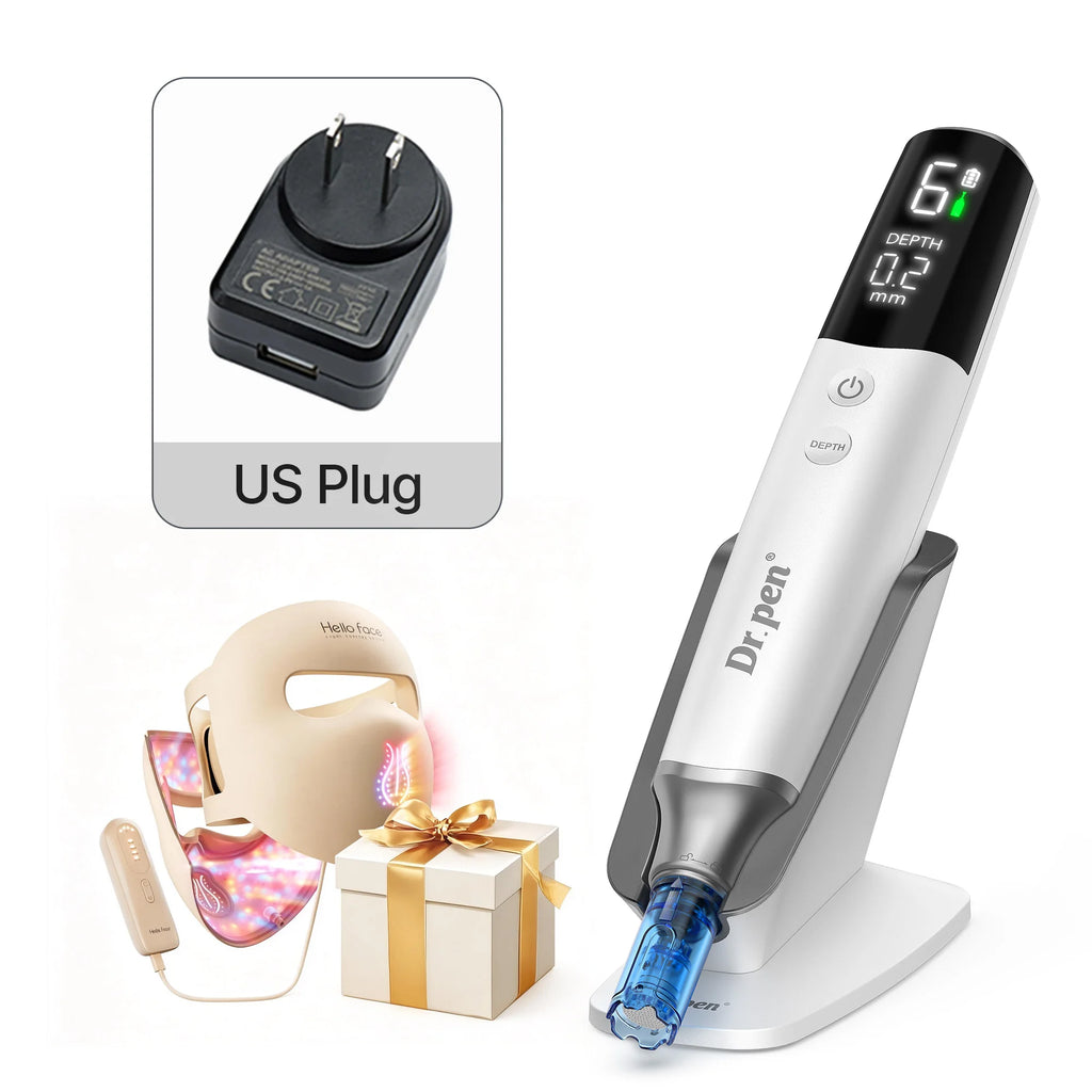 Pen M9 & Hello Face LED Light Therapy Bundle – Professional Microneedling Pen & Silicone LED Face Mask Kit for Anti-Aging, Acne & Skin Glow