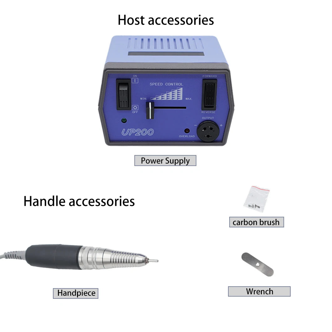 Professional UP200 Nail Drill Machine – 25,000 RPM Electric E-File for Acrylic & Gel Nails, Low Noise & Low Vibration Salon System