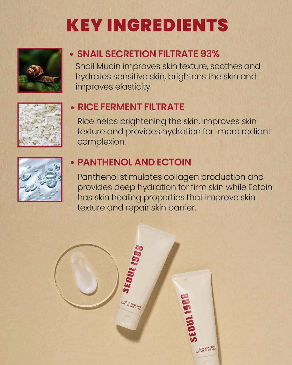 SEOUL 1988 Hydrating Repair Snail Cream – 93% Snail Mucin + Rice Ferment (100ml / 3.38 fl.oz.)
