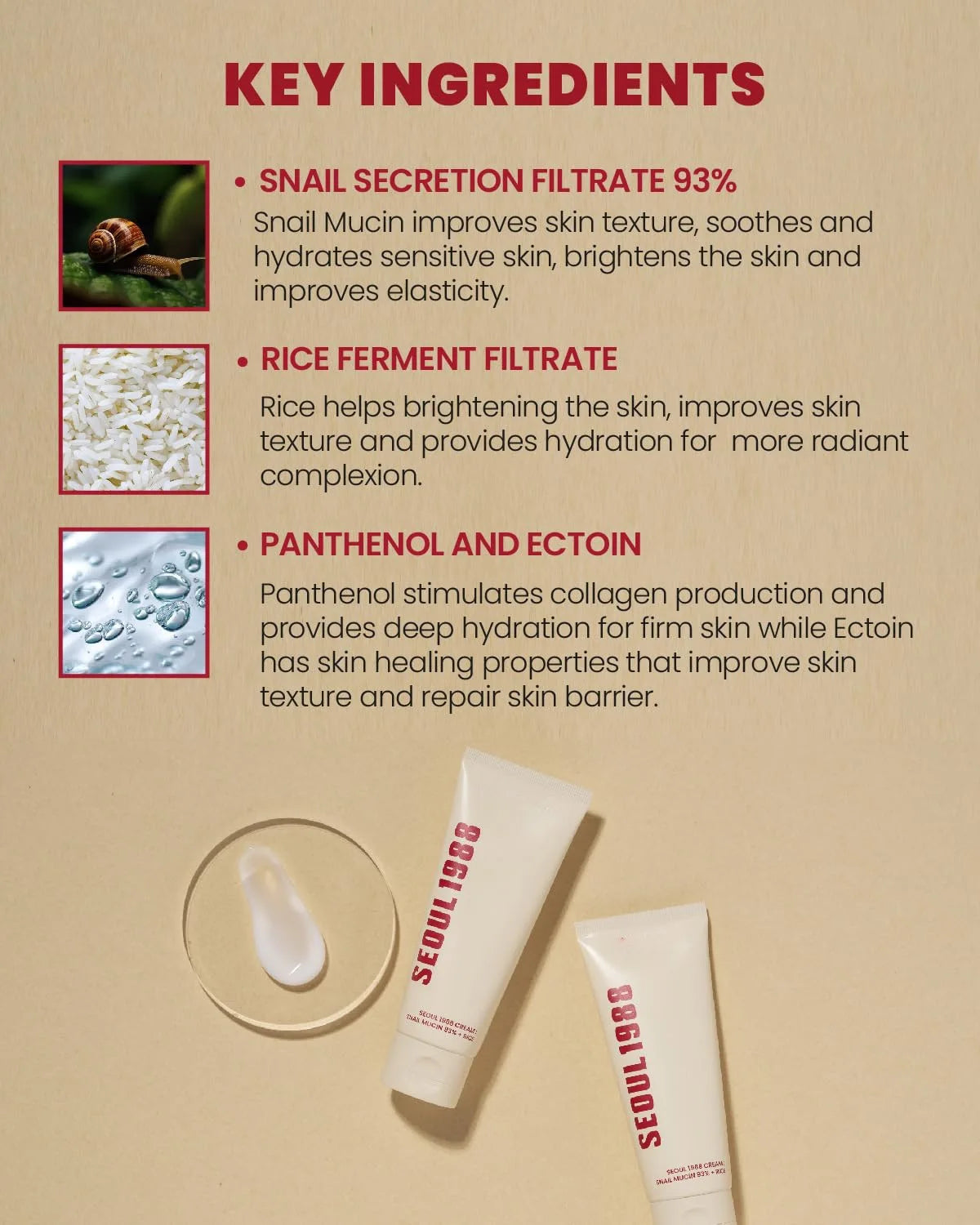 SEOUL 1988 Hydrating Repair Snail Cream – 93% Snail Mucin + Rice Ferment (100ml / 3.38 fl.oz.)