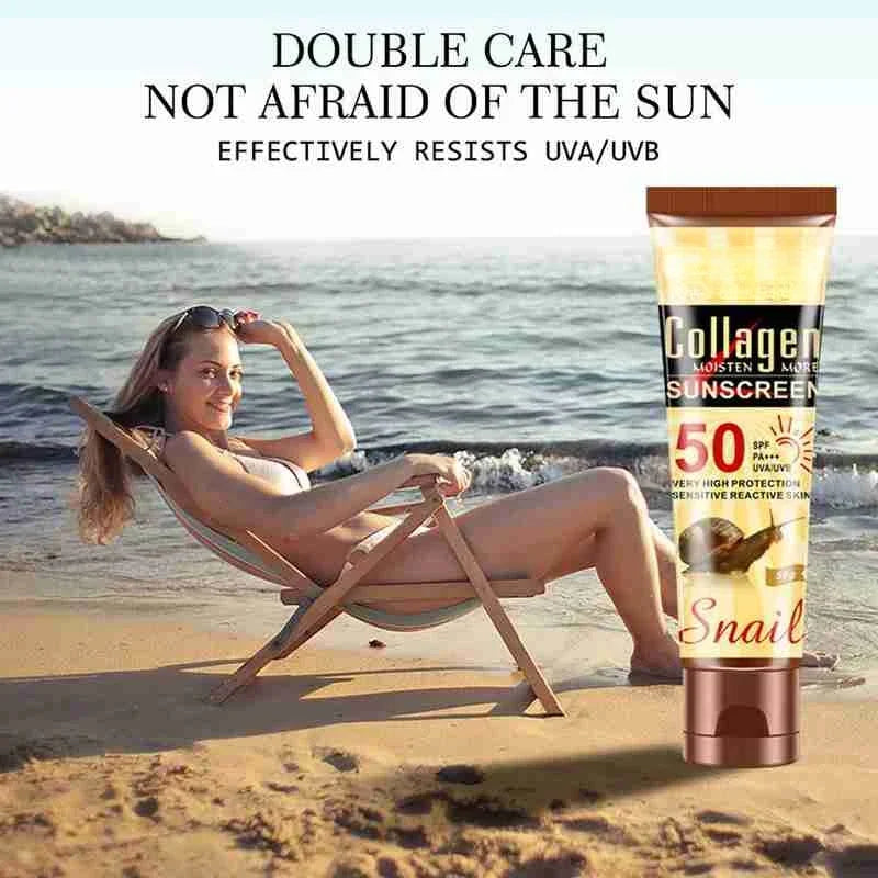 Snail Snail Mucin & Collagen Sunscreen SPF 50+ PA+++ | Hydrating & Whitening UV Shield (50g)