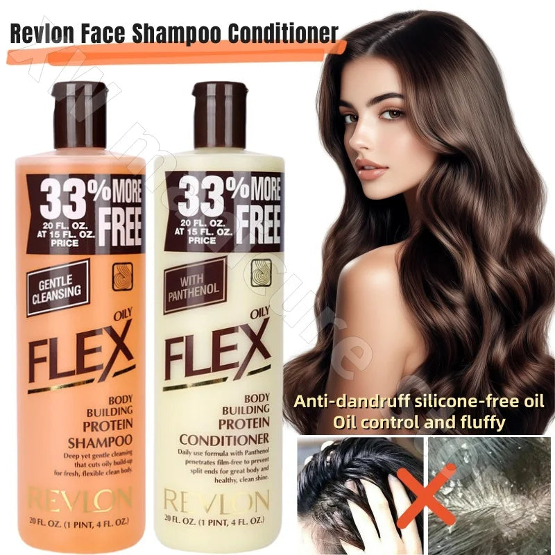 Revlon Flex Body Building Protein Shampoo & Conditioner Set for Oily Hair – Oil Control, Anti-Dandruff & Silicone-Free