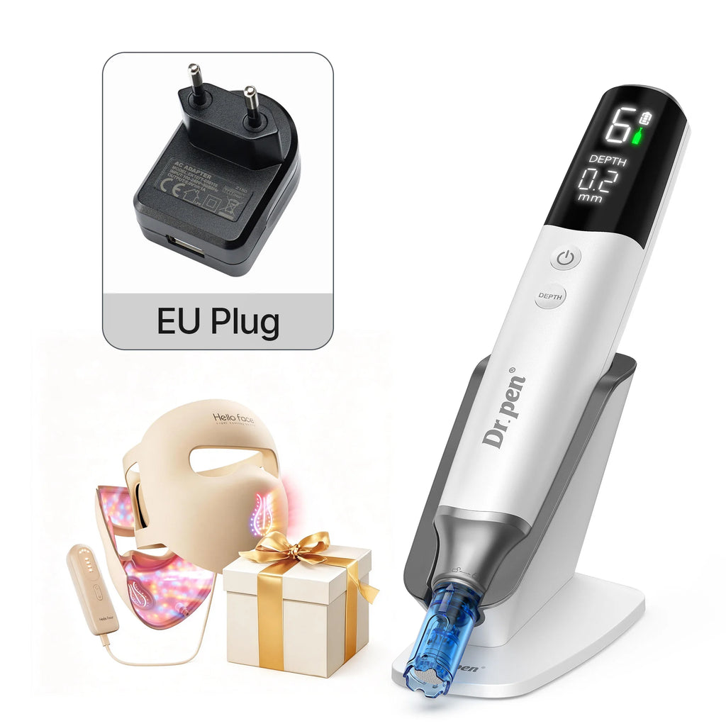 Pen M9 & Hello Face LED Light Therapy Bundle – Professional Microneedling Pen & Silicone LED Face Mask Kit for Anti-Aging, Acne & Skin Glow