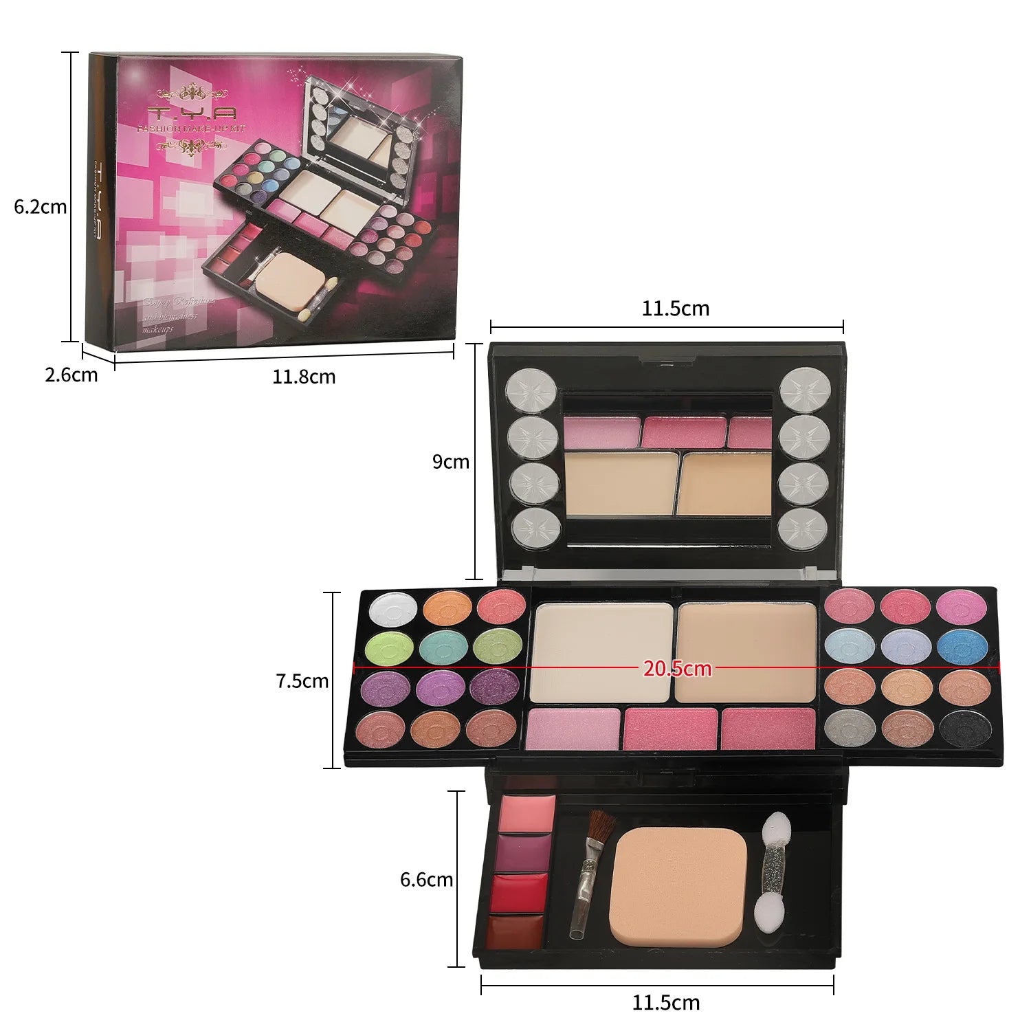 T.Y.A All-in-One Multi-Functional Makeup Kit – 36pc Full Face Cosmetic Palette with Mirror & Applicators