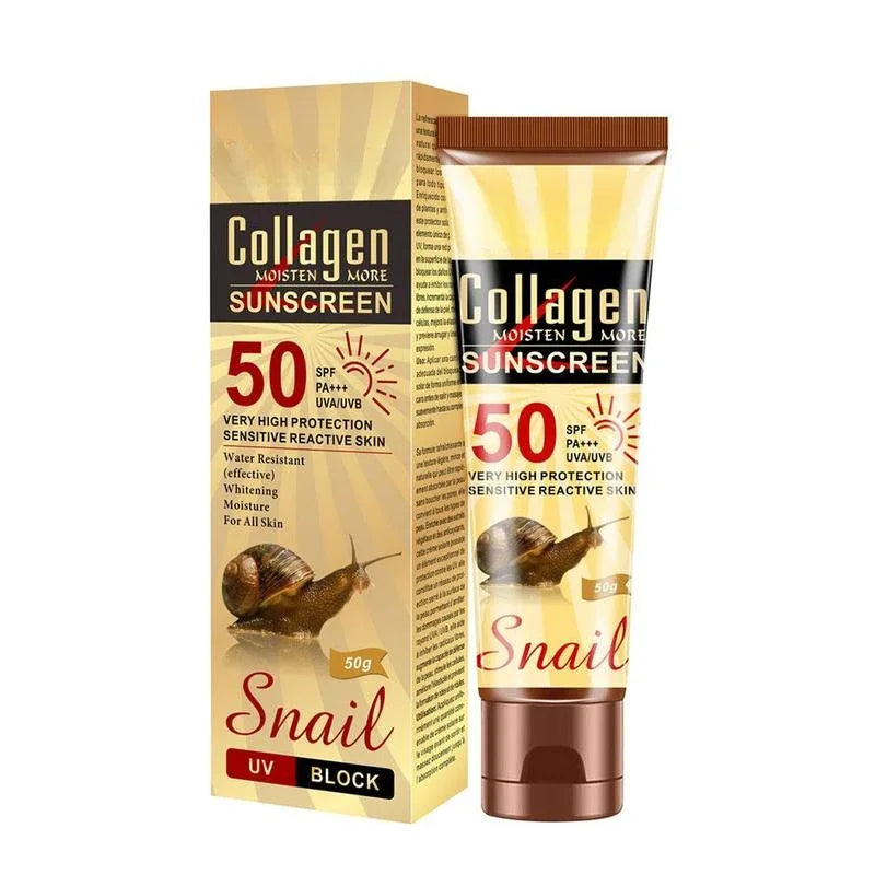 Snail Snail Mucin & Collagen Sunscreen SPF 50+ PA+++ | Hydrating & Whitening UV Shield (50g)