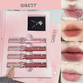 QIBEST 4-Piece Butterfly Lip Gloss & Matte Liquid Lipstick Set with Bonus Crystal Necklace
