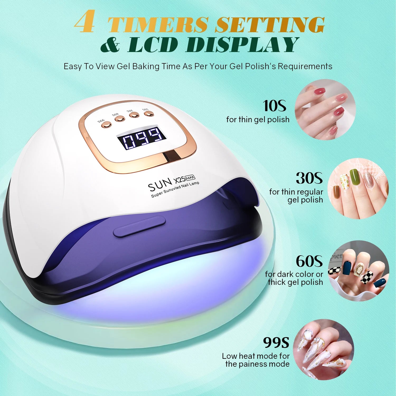 SUN X25 MAX Professional UV LED Nail Lamp – 380W High-Power Gel Polish Dryer with 81 LEDs & Smart Sensor