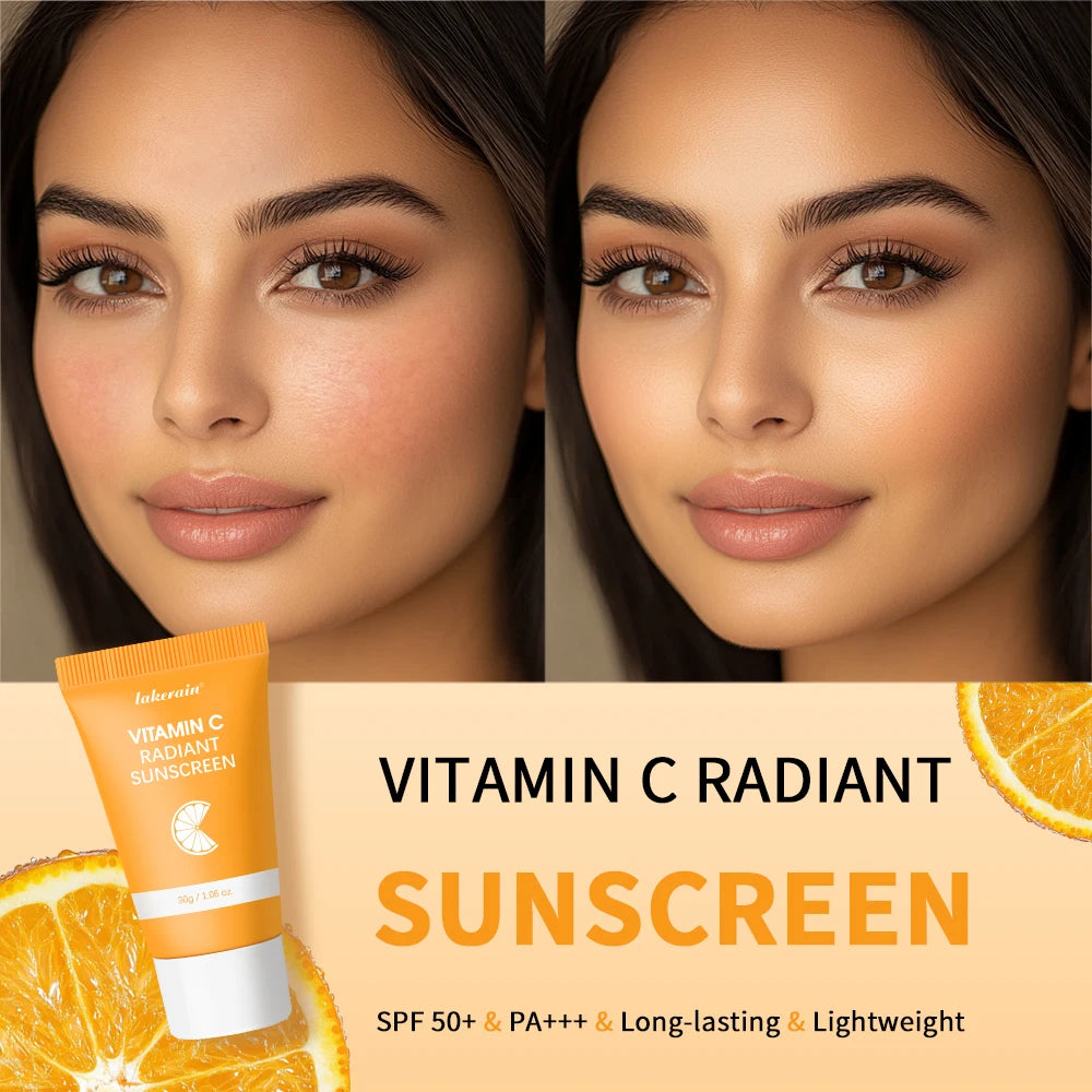 Lakerain Vitamin C Radiant Sunscreen SPF 50+ PA+++ – Long-Lasting, Lightweight Brightening Sun Cushion Cream (30g)