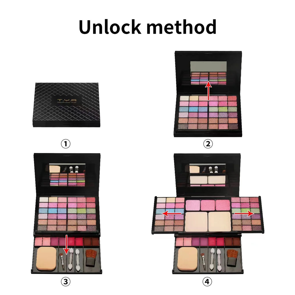T.Y.A All-in-One Multi-Functional Makeup Kit – 59-Piece Complete Face Palette with Mirror & Applicators