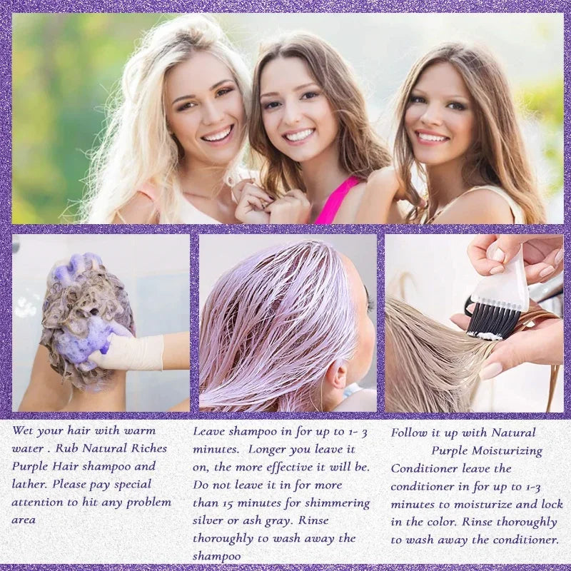 LovelyCSM Purple Shampoo and Conditioner Set (2 x 16 fl oz) – Brassiness Eliminator for Blonde, Silver, and Color-Treated Hair | Sulfate & Paraben Free