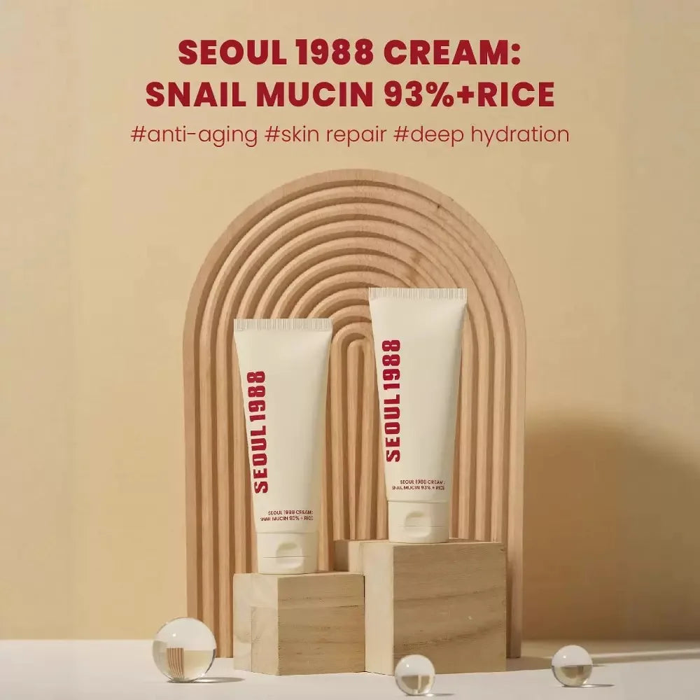SEOUL 1988 Hydrating Repair Snail Cream – 93% Snail Mucin + Rice Ferment (100ml / 3.38 fl.oz.)