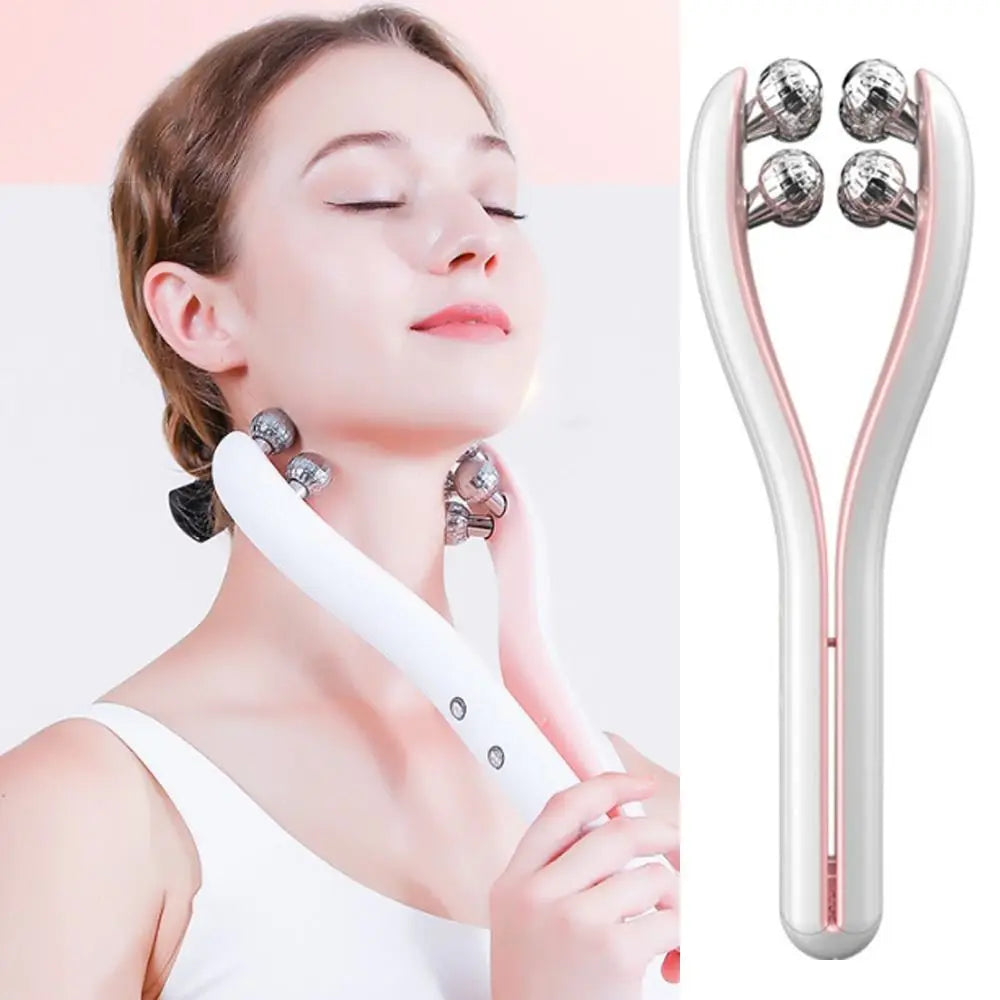 Advanced 4D V-Line Microcurrent Facial Massager – Flexible Double-Sided EMS Face Sculpting & Jawline Toning Roller