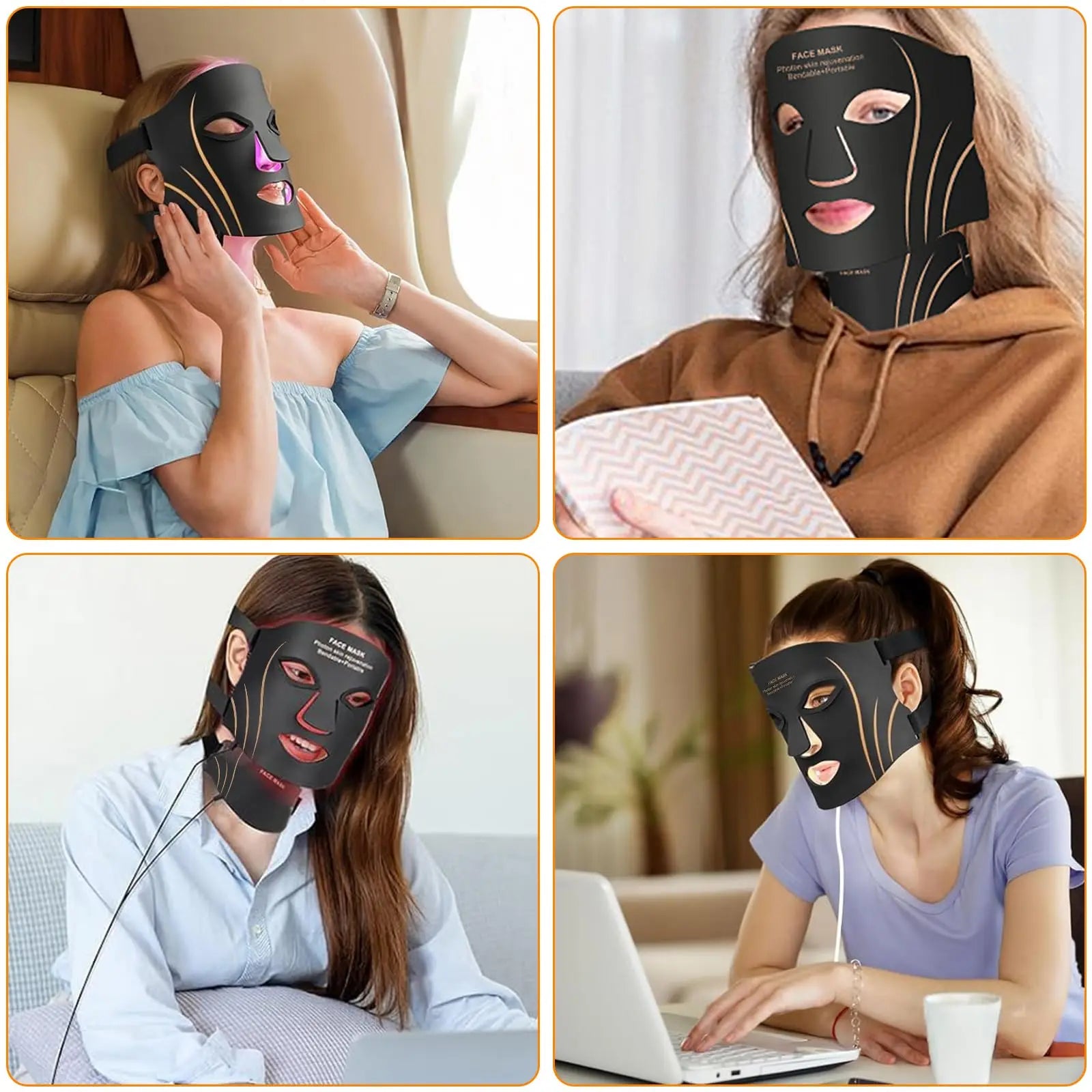 7-in-1 LED Light Therapy Face & Neck Mask Combo – Flexible Silicone Photon Skin Rejuvenation System