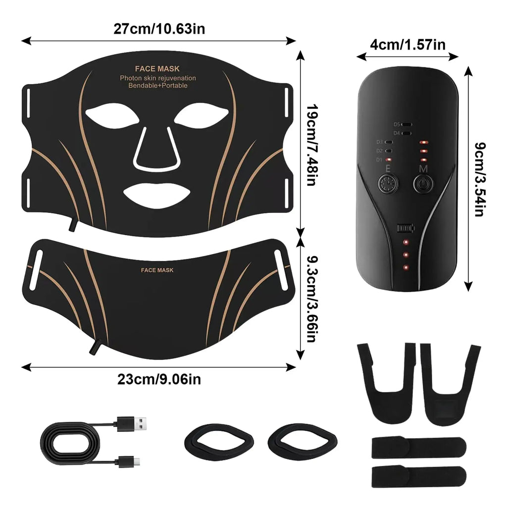 7-in-1 LED Light Therapy Face & Neck Mask Combo – Flexible Silicone Photon Skin Rejuvenation System
