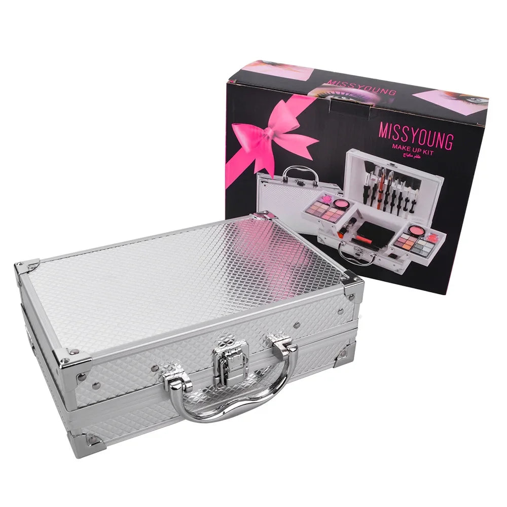 Miss Young Professional Makeup Kit – All-in-One Cosmetic Vanity Case with Cantilever Trays