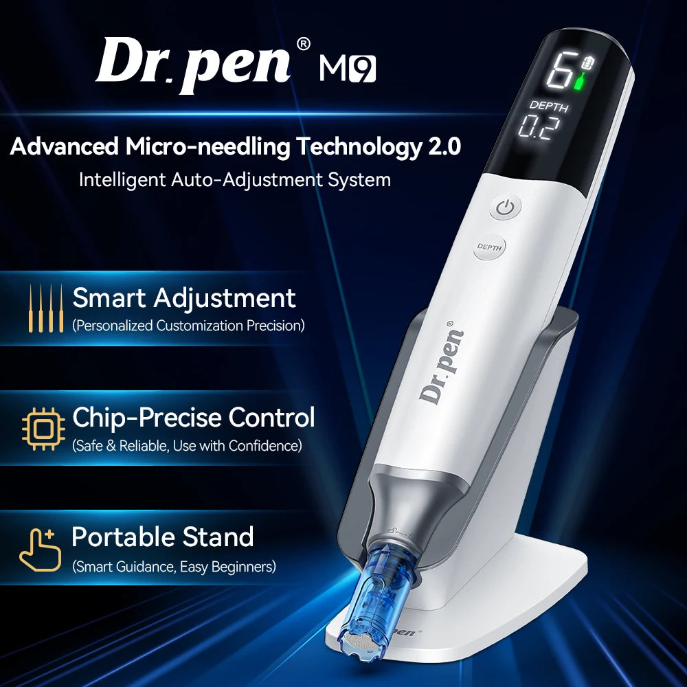 Pen M9 & Hello Face LED Light Therapy Bundle – Professional Microneedling Pen & Silicone LED Face Mask Kit for Anti-Aging, Acne & Skin Glow