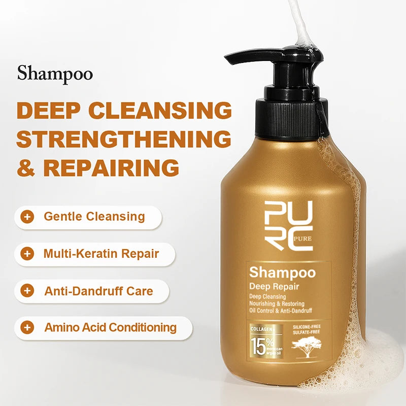 PURC 15% Morocco Argan Oil Shampoo & Conditioner Set – Deep Repair & Oil Control Duo (Sulfate-Free)