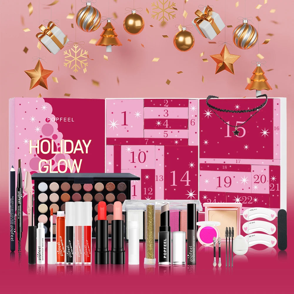 POPFEEL Holiday Glow Advent Calendar – 24-Day Surprise Beauty & Makeup Gift Set
