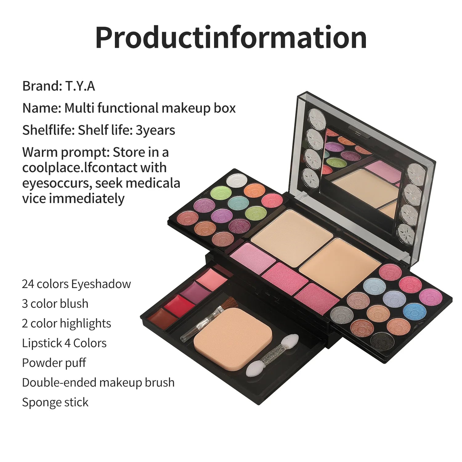 T.Y.A All-in-One Multi-Functional Makeup Kit – 36pc Full Face Cosmetic Palette with Mirror & Applicators