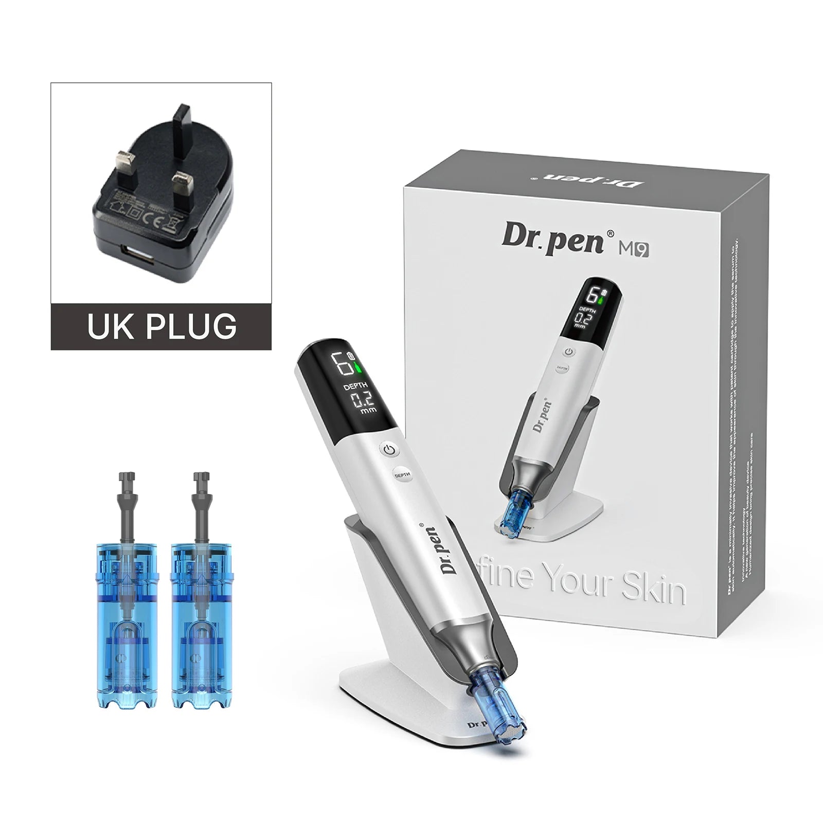 Pen M9 & Hello Face LED Light Therapy Bundle – Professional Microneedling Pen & Silicone LED Face Mask Kit for Anti-Aging, Acne & Skin Glow