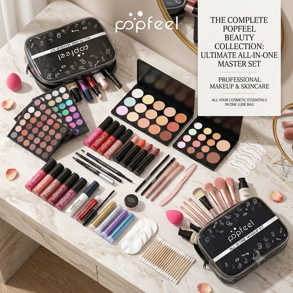 Popfeel Professional All-In-One Makeup Master Collection - Everything You Need In One Luxe Bag