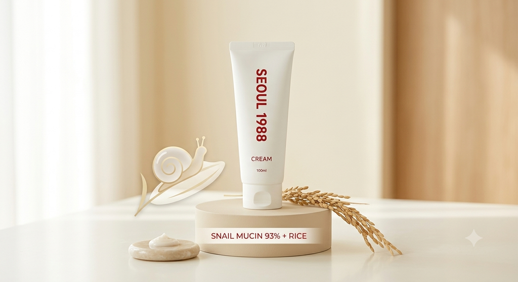 SEOUL 1988 Hydrating Repair Snail Cream – 93% Snail Mucin + Rice Ferment (100ml / 3.38 fl.oz.)